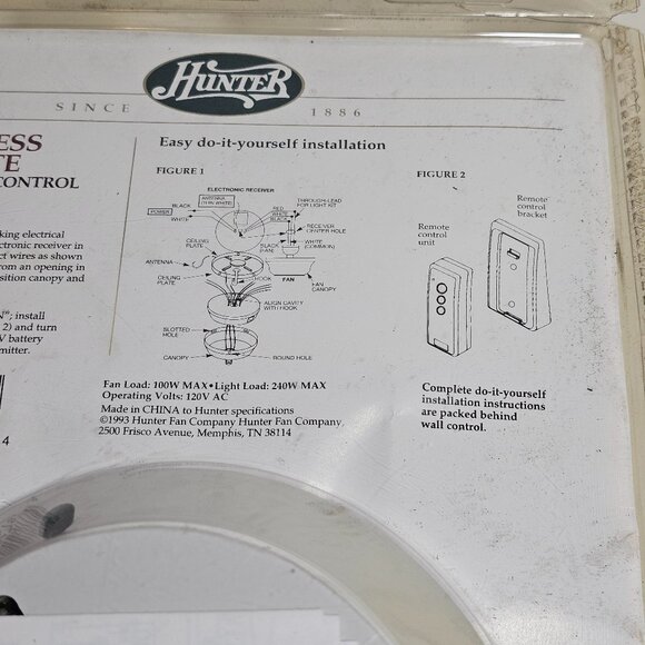 READ-Hunter Wireless Remote 22787-A Quiet Fan Light Control 3 Speed 6 Light - Picture 9 of 9